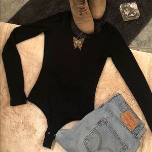 Black women’s bodysuit with lace up back